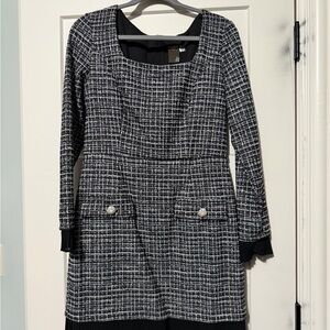 Taylor Black and White Long Sleeve Dress